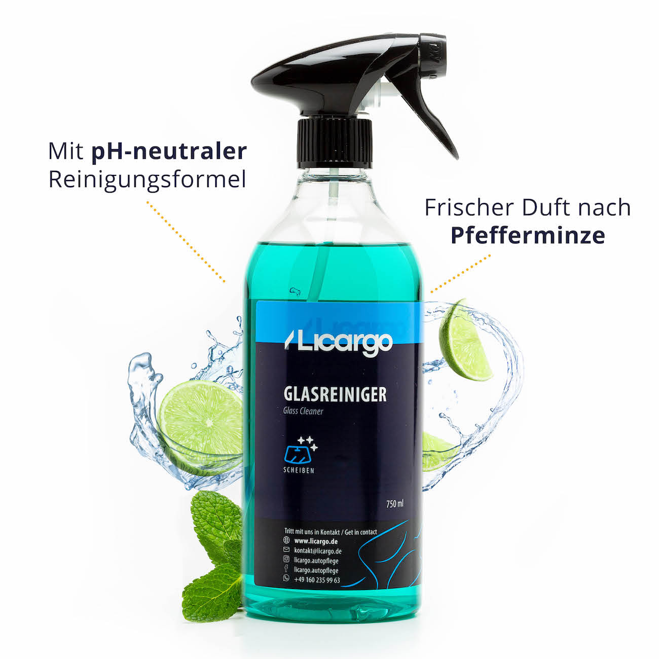 Optimale Schmutzlösung=>Unser Glasreiniger durchdringt den Schmutz gründlich und löst ihn von der Scheibe ab. Im Anschluss sorgt das Mikrofaser-Waffeltuch für Durchblick.