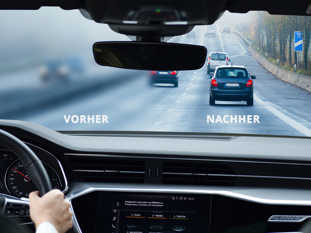 Antibeschlagspray vorher, nachher Vergleich