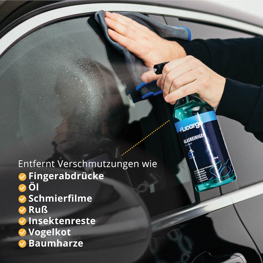 Optimale Schmutzlösung=>Der Licargo Glasreiniger entfernt selbst hartnäckige Verschmutzungen mühelos und hinterlässt dabei keinerlei Schlieren.
