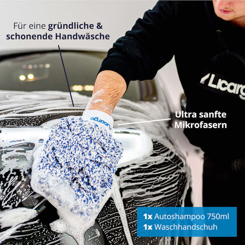 Perfekt für die SB-Waschbox=>Lieferumfang: 1x Waschhandschuh, 1x Autoshampoo 750ml