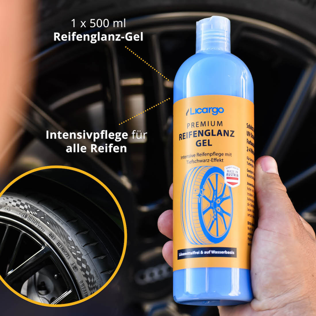 Für ein glänzedes Finish=>Lieferumfang: 1x Reifenglanz-Gel - 500 ml