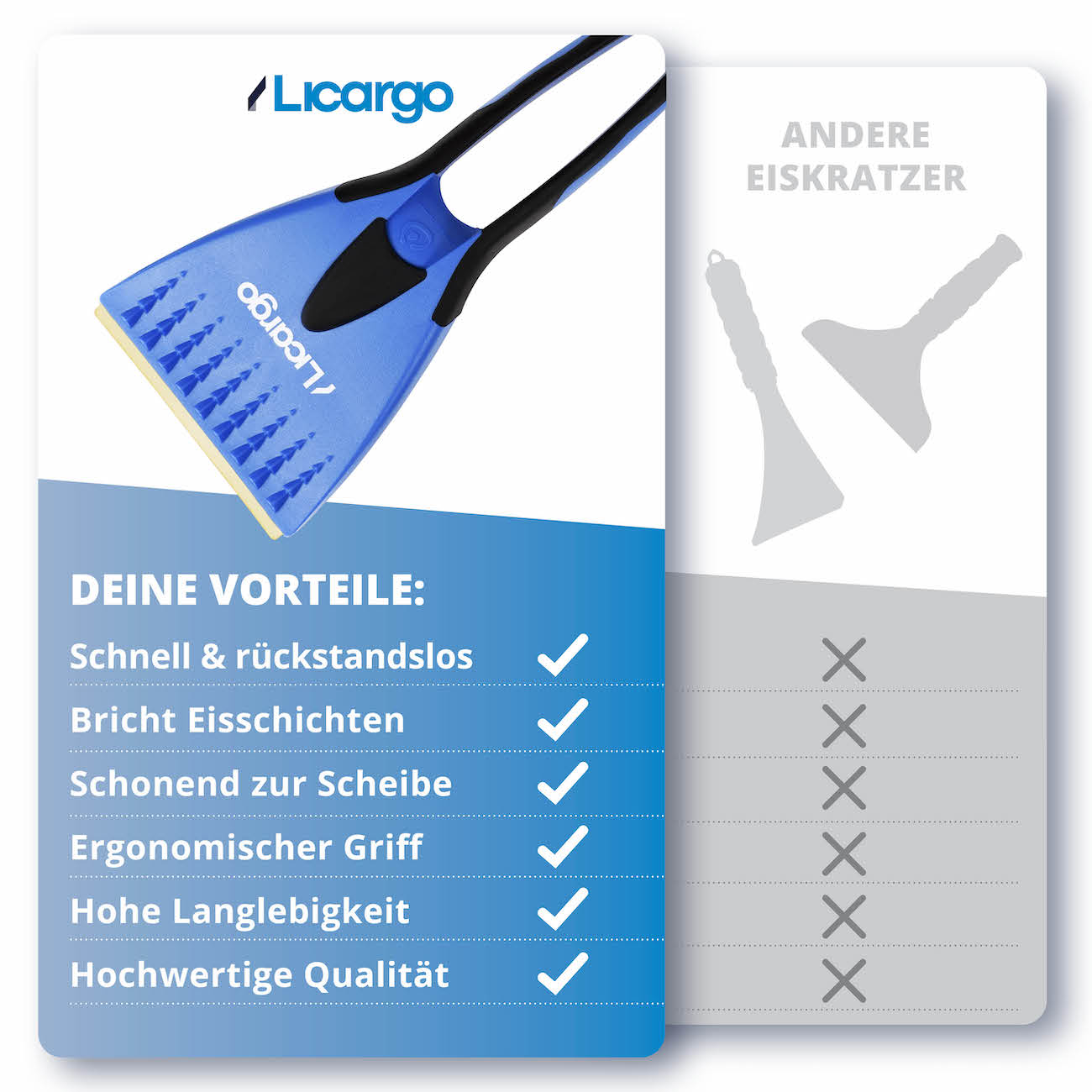 Überzeugende Qualität=>Unser Eiskratzer mit Messingklinge zeichnet sich im Vergleich zu anderen Produkten und Herstellern durch sein durchdachtes Design und seine herausragende Qualität aus.
