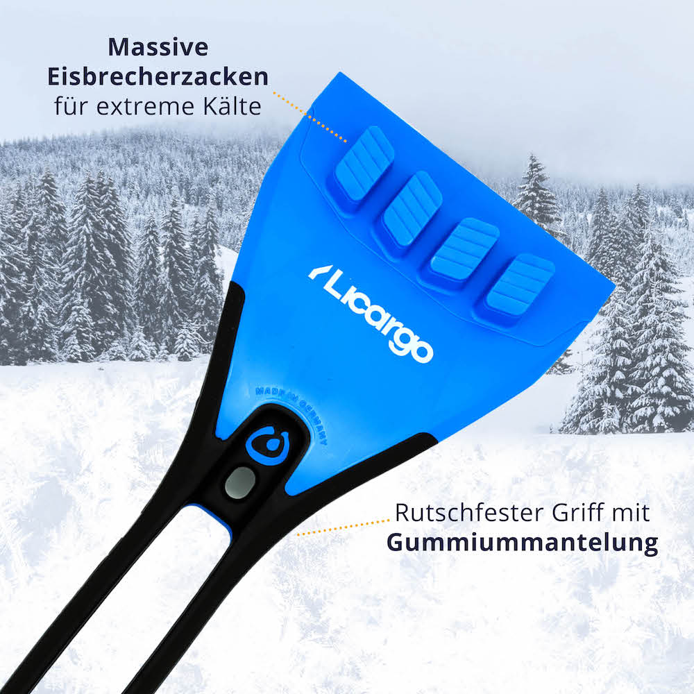 Besonders robustes Design=>Unsere Eiskratzer bieten massive Eisbrecherkanten für dicke Eisschichten und einen rutschfesten Griff mit Gummiummantelung für sicheren Halt, auch bei widrigen Bedingungen.