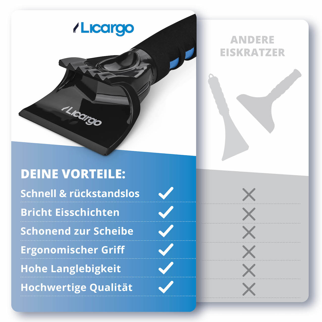 Deine Vorteile im Überblick=>Unser Eiskratzer zeichnet sich im Vergleich zu anderen Produkten und Herstellern durch sein durchdachtes Design und seine herausragende Qualität aus