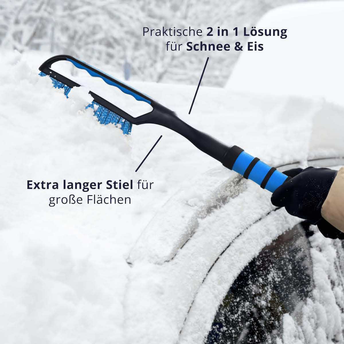 XXL Stiel=>Lieferumfang: 1x Eiskratzer mit Schneebesen – 67cm