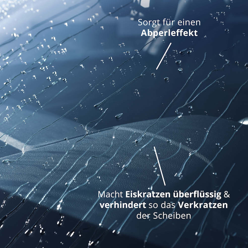 Mit Abperleffekt=>Unsere spezielle Formel hinterlässt einen schützenden Film, der erneute Eisbildung verhindert und sorgt somit für eine klare Sicht und mehr Sicherheit.