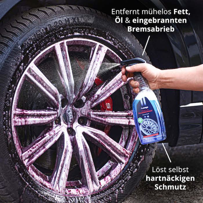 Hart zu Schmutz=>Unser effektiver Felgenreiniger bekämpft auch hartnäckige Verschmutzungen wie Fett, Öl und Bremsabrieb.