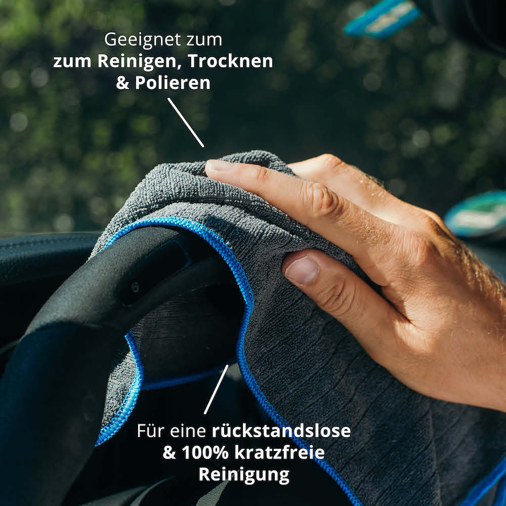 Allround Tücher=>Egal ob reinigen, trocknen oder polieren – unsere Allround Mikrofasertücher sind Dein perfekter Begleiter! Die hochwertigern & ultraweichen Fasern sorgen zudem für eine 100% kratzfreie Anwendung.