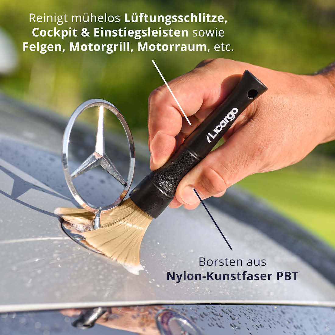 Sauber bis ins Detail=>Unser Detailing Pinsel im praktischen 2er Set eignen sich perfekt für feine Reinigungsarbeiten im Auto-Außenbereich.