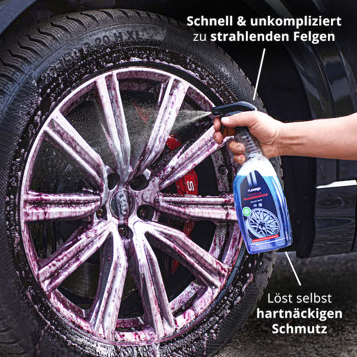 Einfache Anwendung=>Unser Felgenreiniger ist vielseitig & eignet sich für alle Felgen. Er kann flächig oder punktuell angewendet werden und löst selbst hartnäckige Verschmutzungen im Handumdrehen.