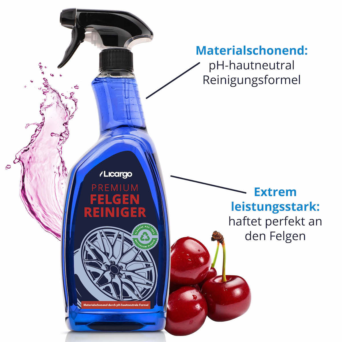 Besonders Materialschonend=>Dank pH-hautneutraler Formel ist der Felgenreiniger besonders schonend zur Oberfläche. Er haftet außerdem optimal an den Felgen.