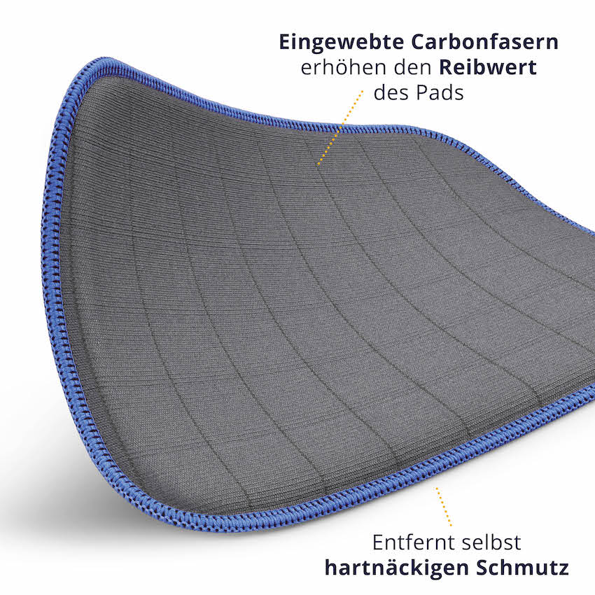 Kristallklare Scheiben=>Dank der eingewebten Carbonfasern erzielt das Pad einen hohen Reibwert und lässt Schmutz auf Deiner Autoscheibe keine Chance.