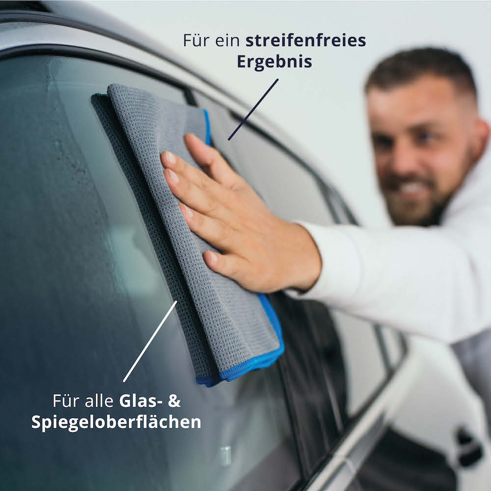 Kristallklare Scheiben=>Lieferumfang: 2x Glas Waffeltuch 320GSM