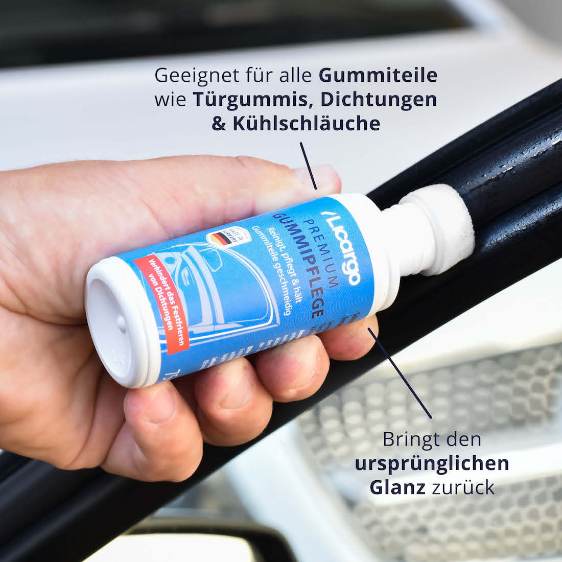 Vielfältig einsetzbar=>Mit unserer Premium Gummipflege erhältst Du eine umfassende Lösung, die weit über die herkömmliche Reinigung hinausgeht und Gummiteilen ihren ursprünglichen Glanz zurück bringt.