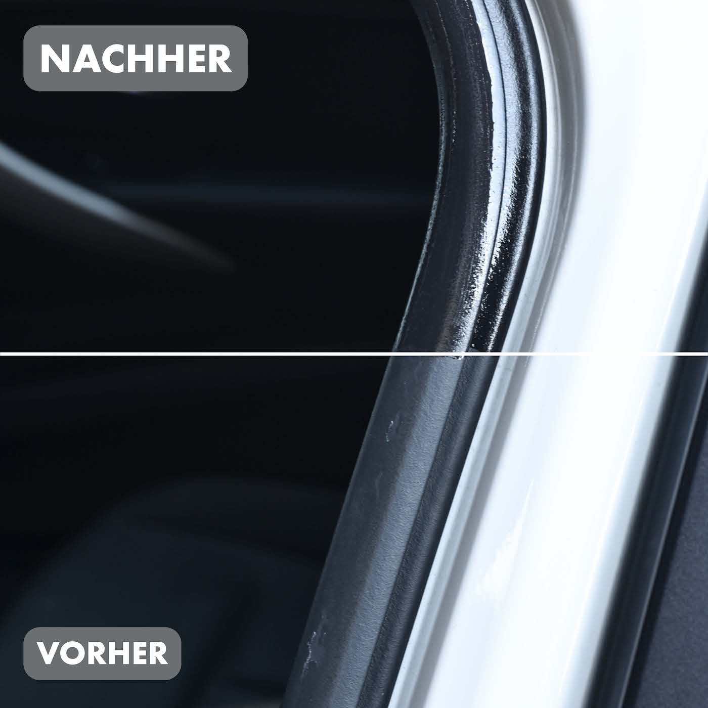 Vorher-Nachher-Effekt=>Verlängere jetzt die Lebenszeit Deiner Gummiteile – einfach und unkompliziert mit unserer Gummipflege!
