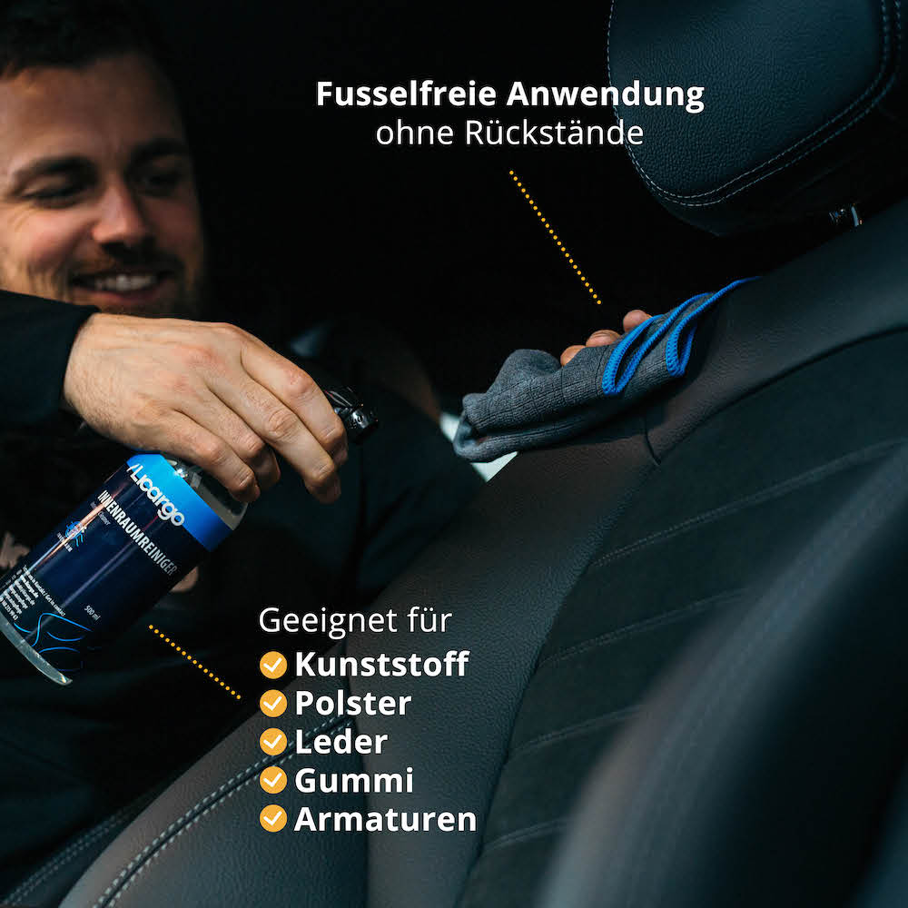 Vielseitig einsetzbar=>Unser Innenraum Set hinterlässt keine Rückstände und gewährleistet somit ein perfektes Ergebnis sowie eine fusselfreie Anwendung.