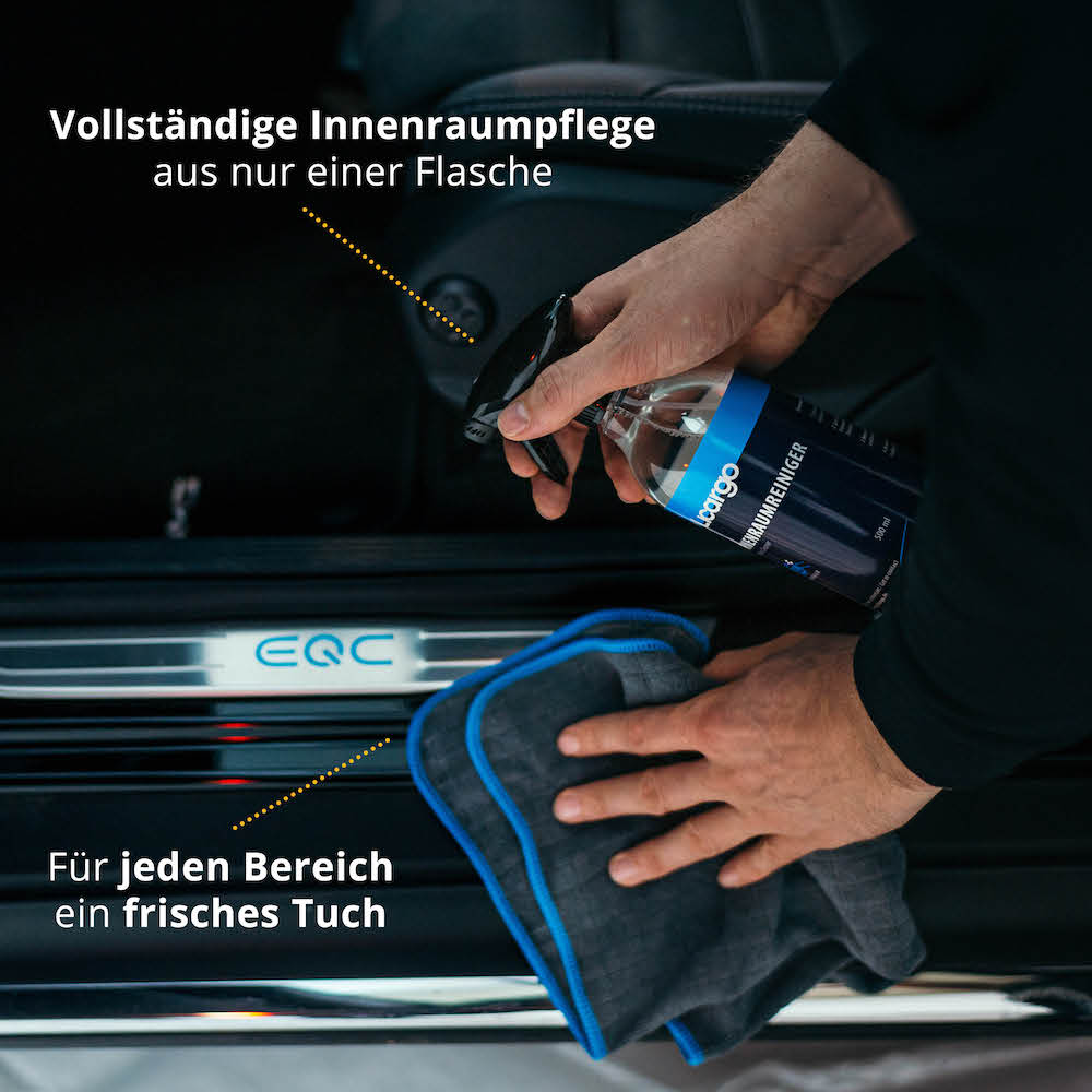 Perfekt aufeinander abgestimmt=>Unsere Allround Mikrofasertücher & unser Innenraumreiniger sind speziell aufeinander abgestimmt und ermöglichen eine gründliche Reinigung mit frischem Duft.