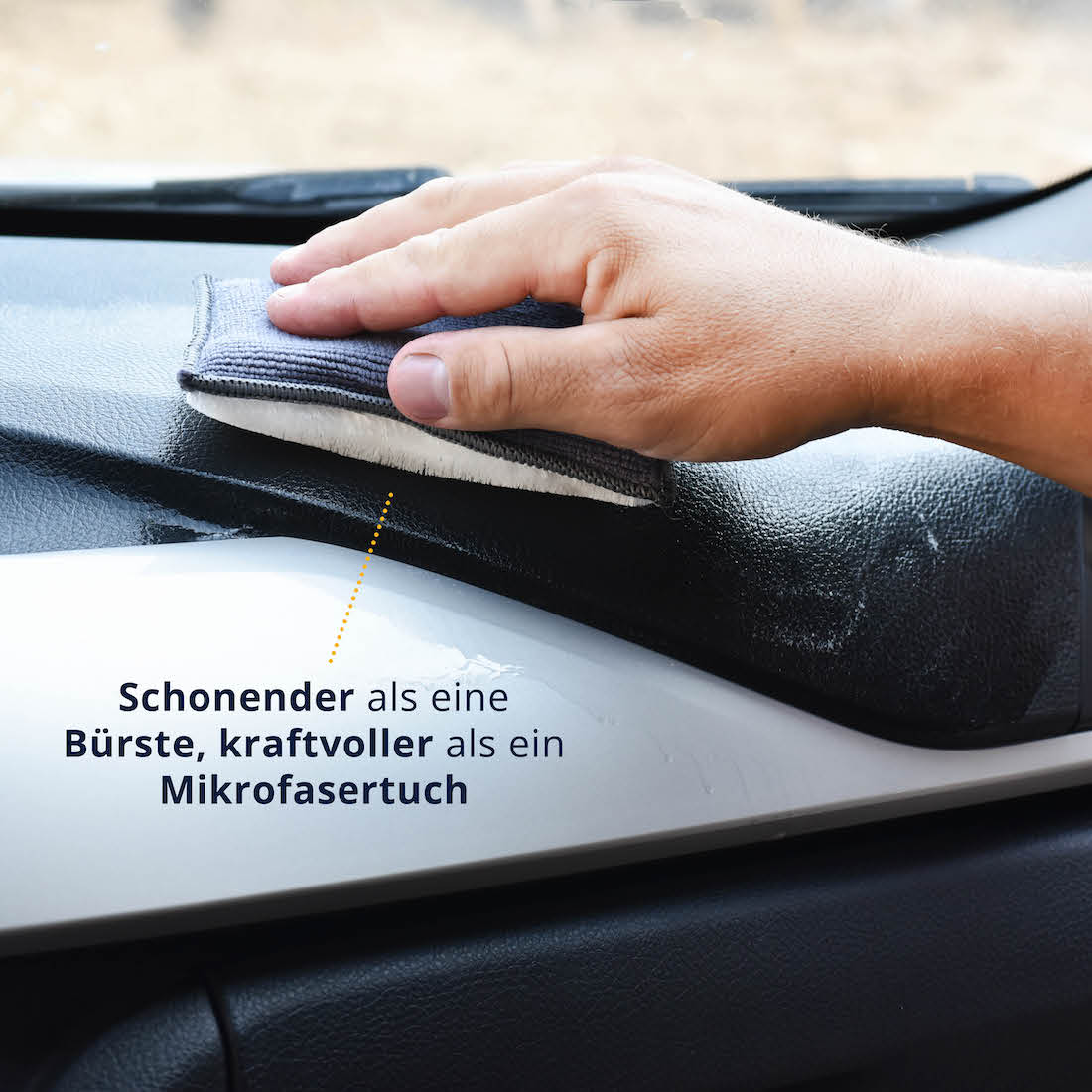 Zwei Funktionen in Einem=>Mit dem Innenraum Pad lassen sich einfach & effizient auch strukturierte Oberflächen in Deinem Auto Innenraum gründlich reinigen.