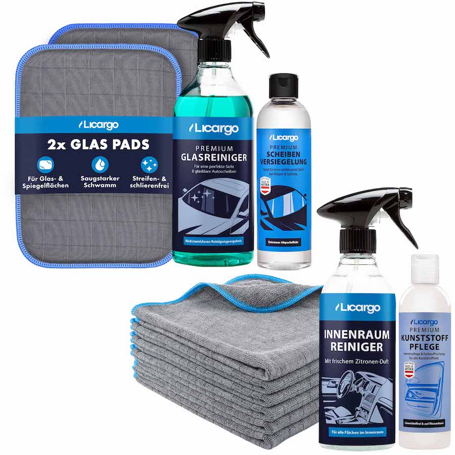 Dein Auto-Wellness-Set=>Das ideale Set für einen sauberen Fahrzeug Innenraum und streifenfreie Autoscheiben.