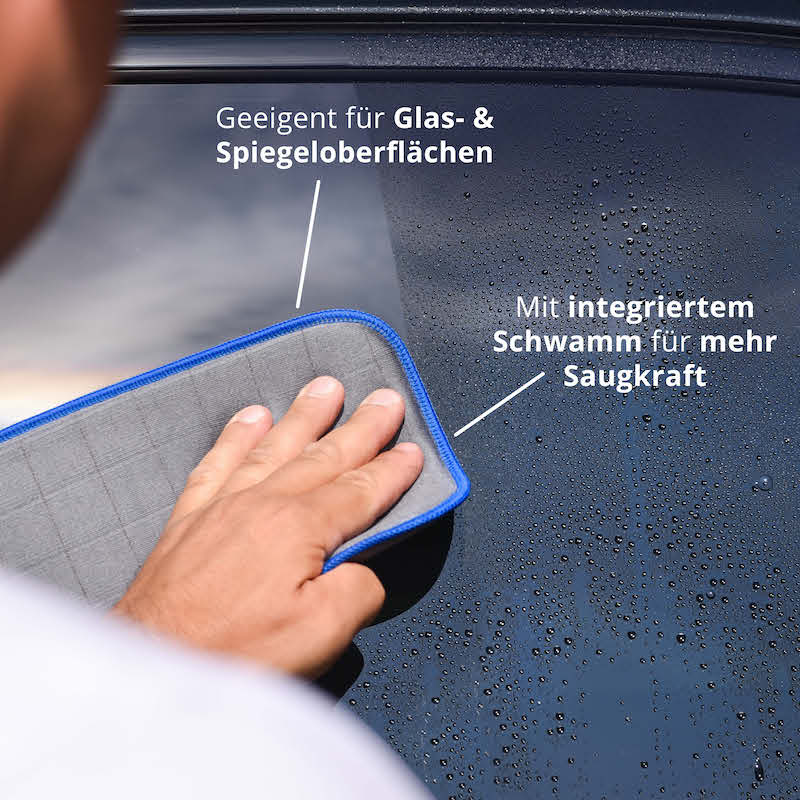 Carbon-Pad-Technologie=>Die robusten Carbonfasern erhöhen den Reibwert und machen es „abrasiv", wodurch es sich besonders gut für die Reinigung von Autoscheiben eignet.