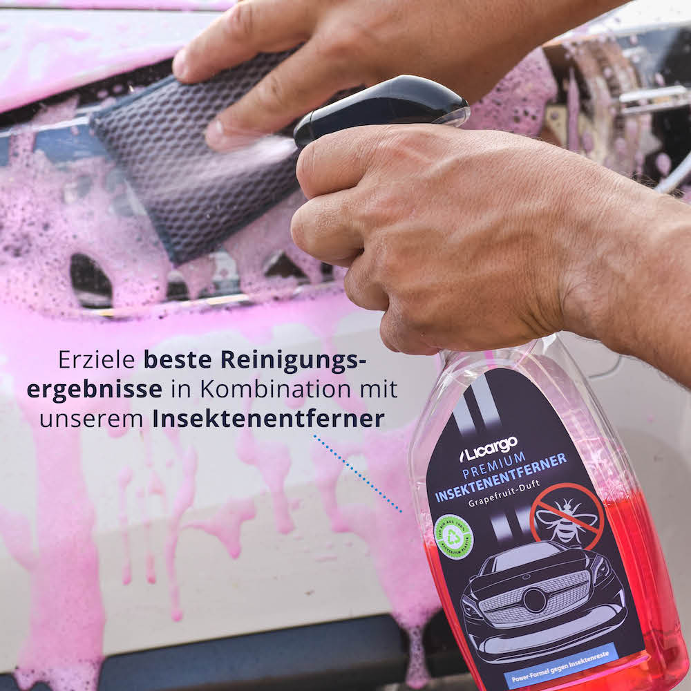 Maximale Reinigungskraft=>Erlebe die Power der Doppelfunktion! Unser Insektenentferner löst Insektenreste ideal an, während die Pads mühelos alles wegwischen. So wird die Reinigung zum Kinderspiel!