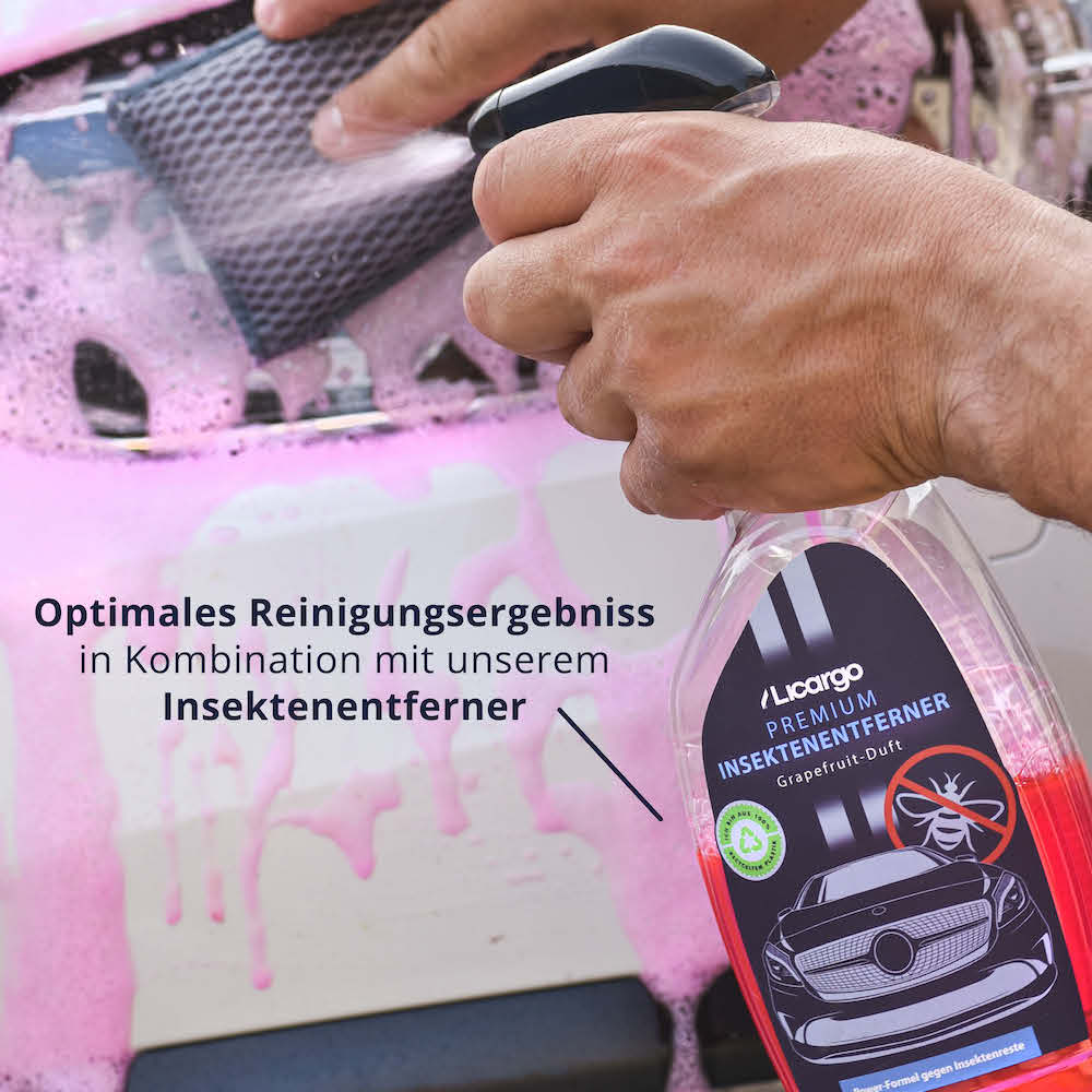 Maximale Reinigungskraft=>In Kombination mit unserem Insektenentferner erzielst Du das beste Ergebnis! Der Reiniger löst selbst hartnäckige Rückstände an, während die Pads alles mühelos aufnehmen.
