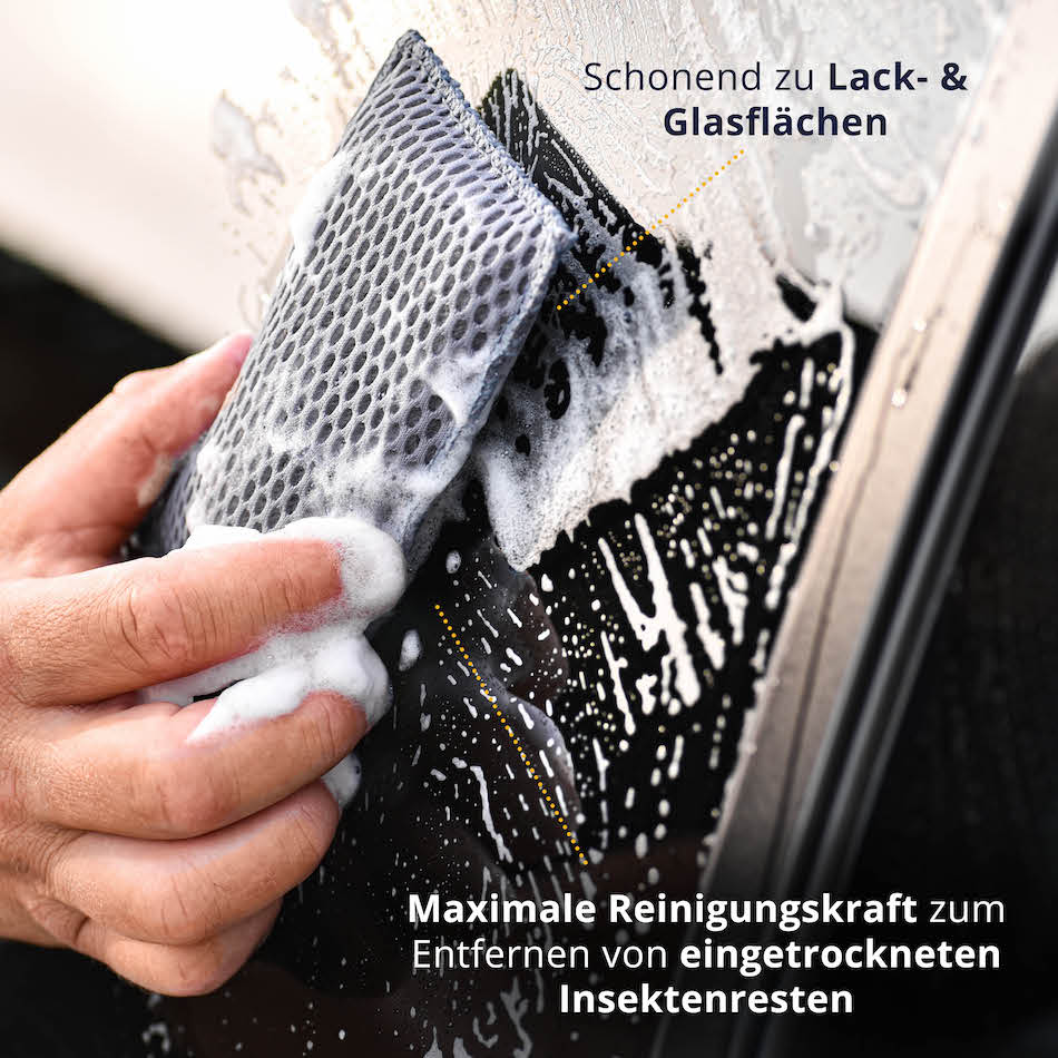 Einzigartiges Mikrofasernetz=>Die Mikrofaser Pads sind speziell für die Insektenentfernung optimiert. Sie verfügen über ein Netz, das Insektenreste während der Reinigung effektiv einfängt.