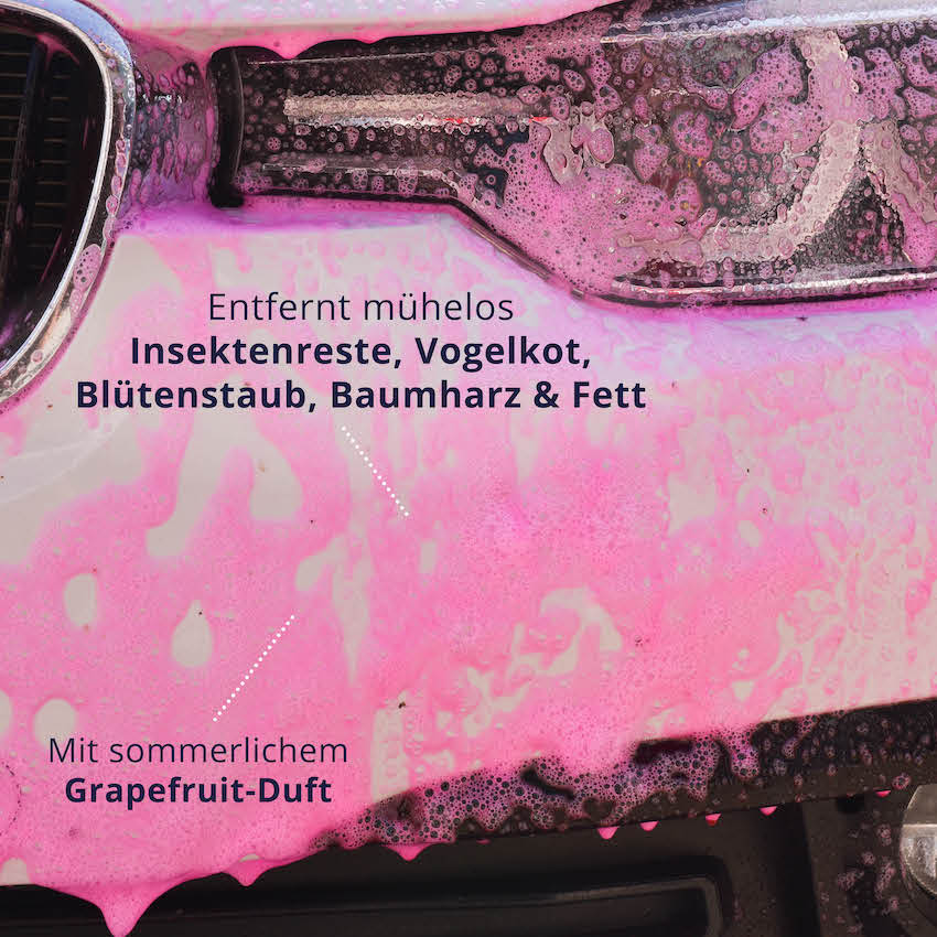Beeindruckende Ergebnisse=>Mit unserem Insektenreiniger entfernst Du mühelos & rückstandlos Verschmutzungen. Einfach Dein Auto vor der Wäsche einsprühen, einwirken lassen & abwischen!