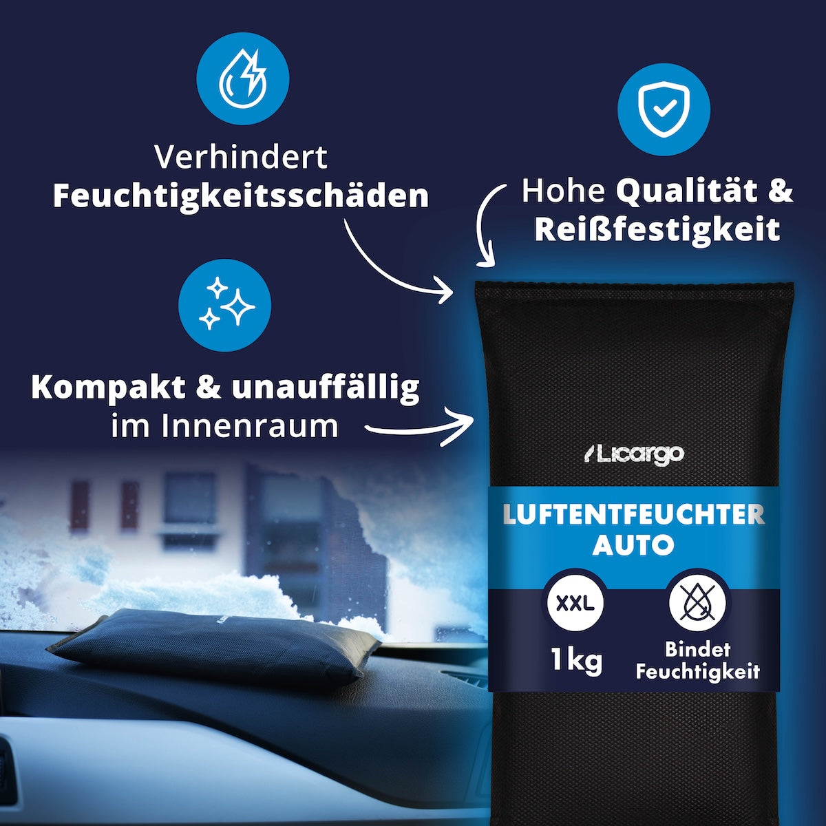 Immer einsatzbereit=>Super kompakt und dezent platziert entfaltet der Luftentfeuchter enorme Wirkung. Immer griffbereit im Handschuhfach und effektiv gegen Feuchtigkeit und Schimmelbildung.
