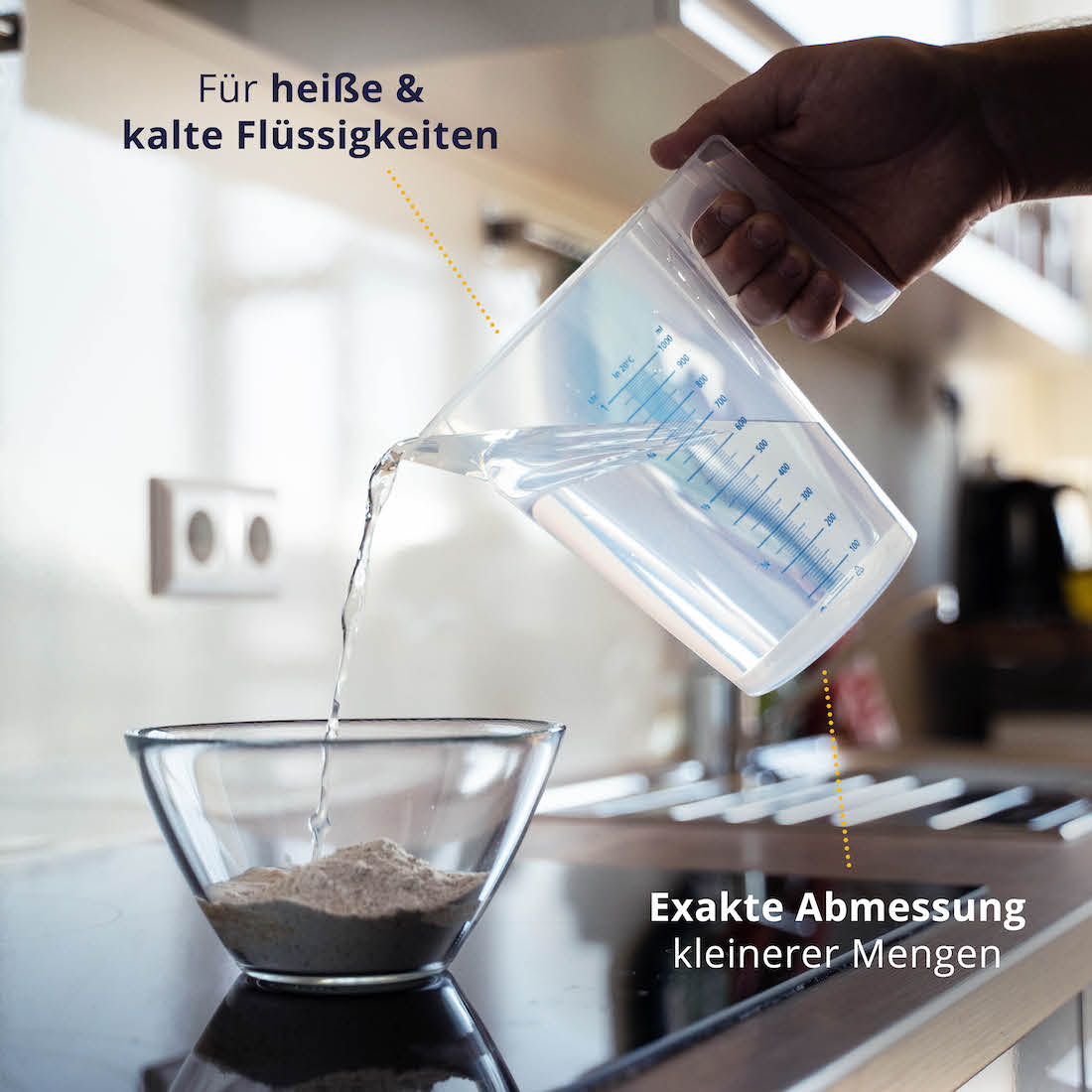 Für die perfekte Dosierung=>Die feine und gut ablesbare Skala ermöglicht Dir eine millimetergenaue Dosierung sämtlicher Flüssigkeiten.