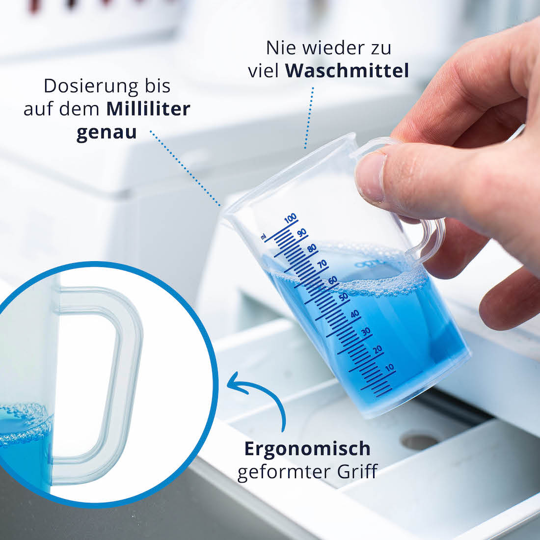 Für die perfekte Dosierung=>Die feine und gut ablesbare Skala ermöglicht Dir eine millimetergenaue Dosierung sämtlicher Flüssigkeiten.