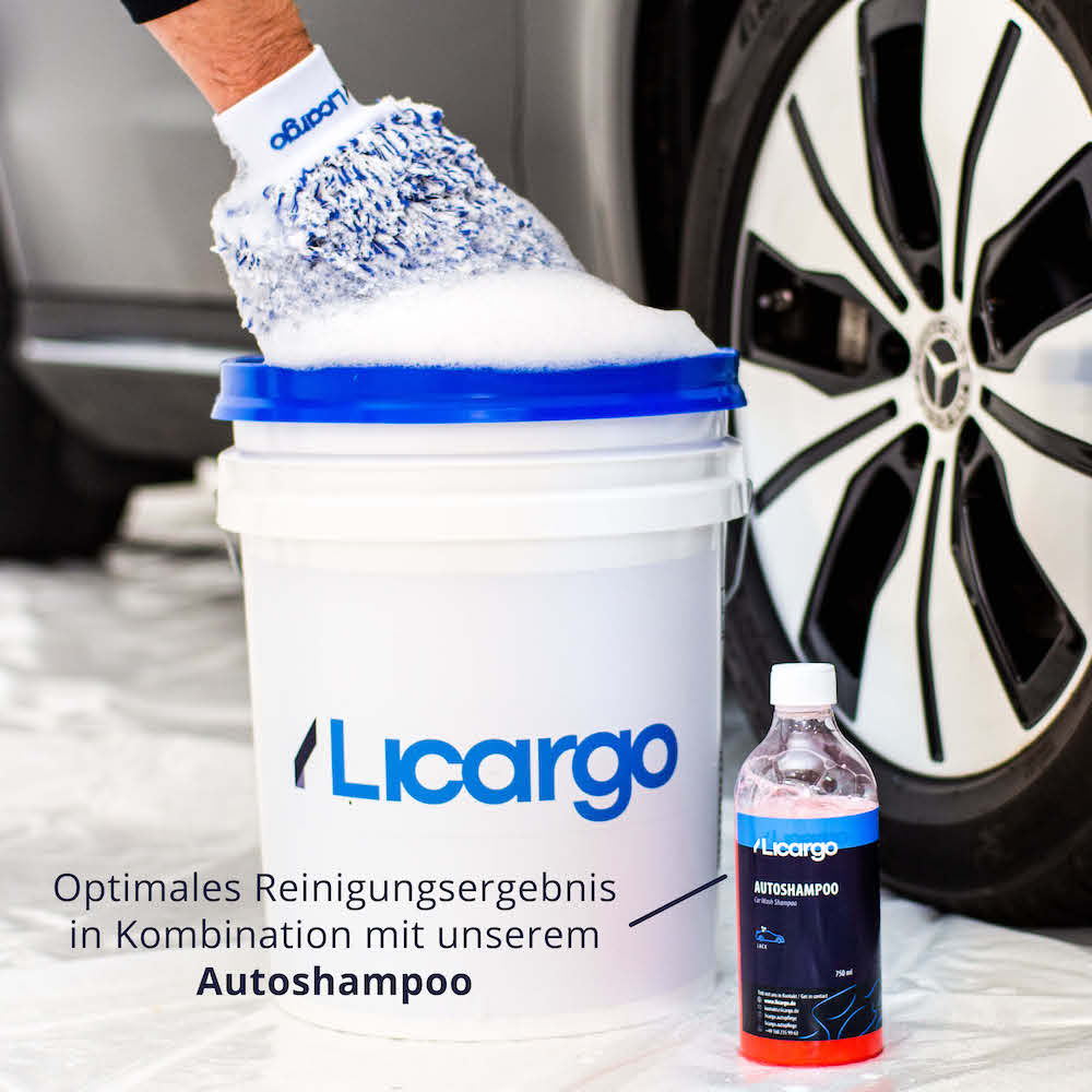 Optimales Ergebnis=>In Verbindung mit unserem Autoshampoo erzielt der Waschhandschuh eine besonders gründliche und schonende Reinigung.