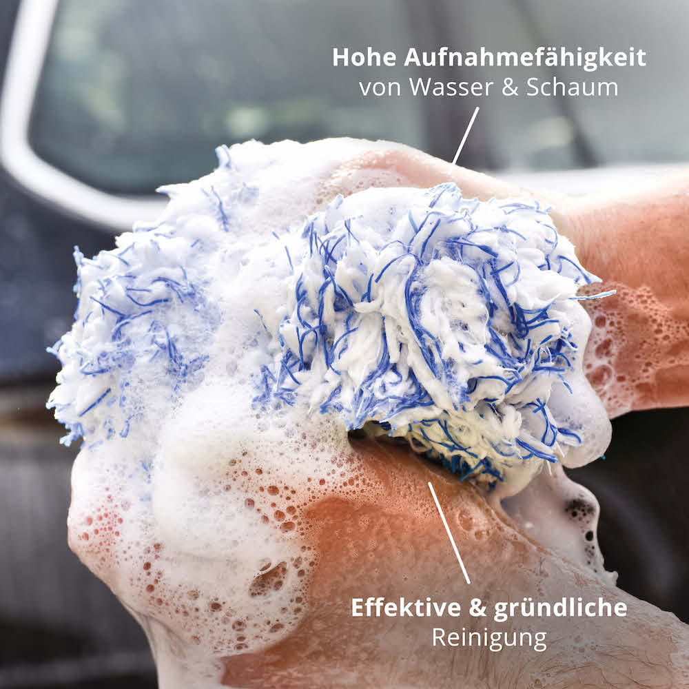 Extreme Saugkraft=>Hohe Aufnahmefähigkeit von Wasser und Schaum für eine besonders schonende, effektive und gründliche Autowäsche in der Waschbox.