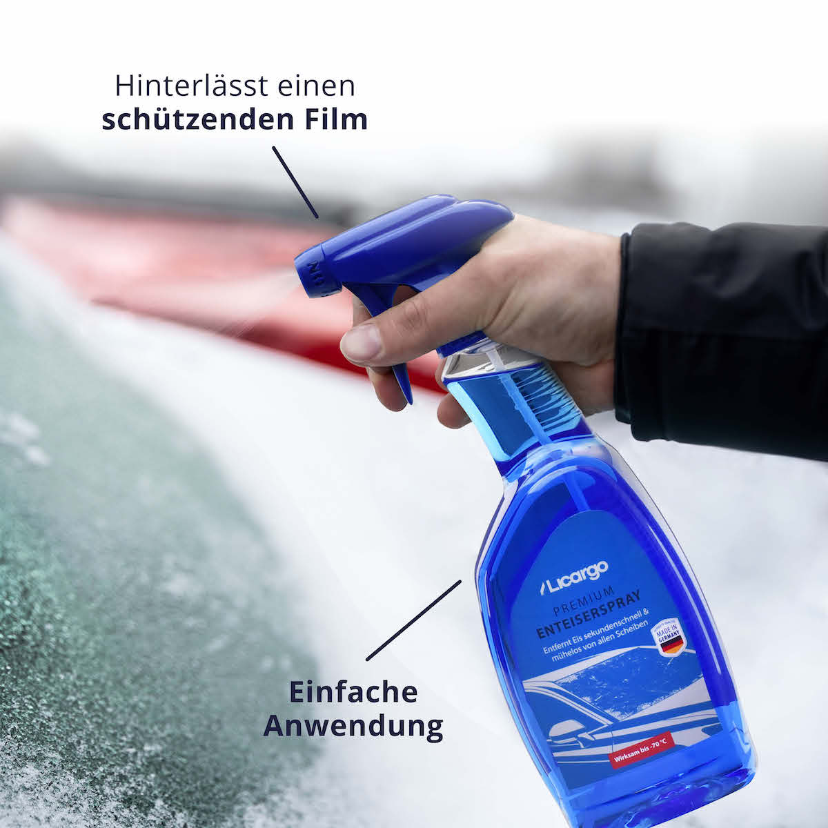 Aufsprühen & fertig=>Mit dieser unkomplizierten Anwendung sparst Du Zeit und Mühe, um sicher und bequem wieder auf die Straße zu gelangen. Für stressfreies Enteisen Deiner Autoscheiben.