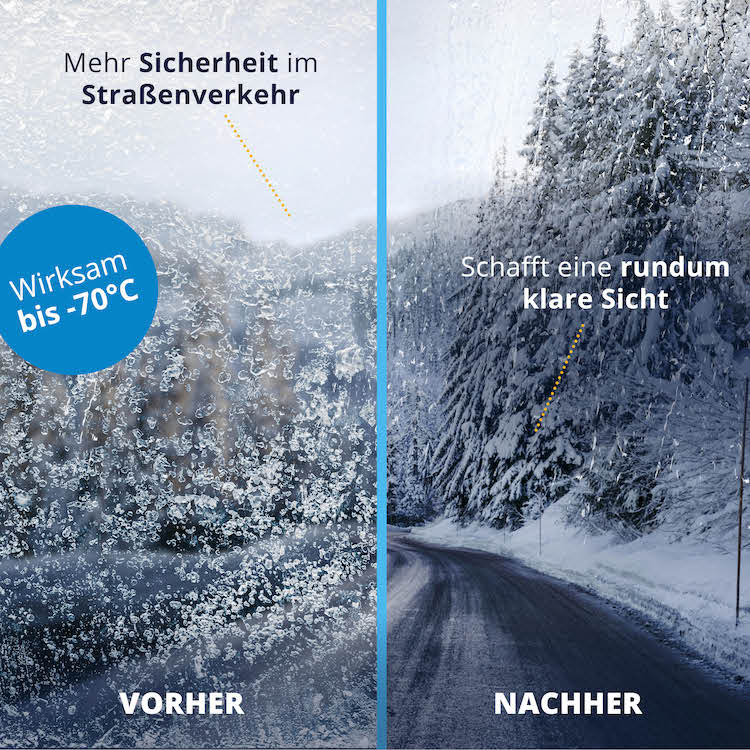 Vorher-Nachher-Effekt=>Der Vorher-Nachher-Effekt ist beeindruckend - Du wirst den Unterschied sofort bemerken. Kein Eiskratzen mehr, keine verschmierten Scheiben - nur klare Sicht und maximale Sicherheit.