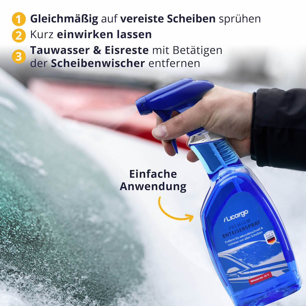 Aufsprühen & fertig=>Mit dieser unkomplizierten Anwendung sparst Du Zeit und Mühe, um sicher und bequem wieder auf die Straße zu gelangen. Für stressfreies Enteisen Deiner Autoscheiben.