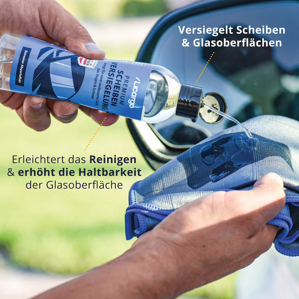 Verbessert die Sicht=>Dank des starken Abperleffekts werden Regen & Schnee mühelos von der Scheibe abgewiesen, wodurch die Sicht erheblich erhöht wird.