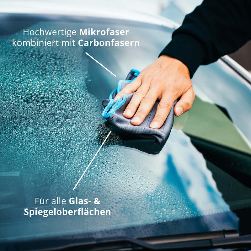 Keine Streifen & Schlieren=>Die Carbonfasern erhöhen den Reibwert des Tuchs & machen es abrasiv, wodurch es sich besonders gut für die Reinigung von Glas- & Spiegeloberflächen eignet.