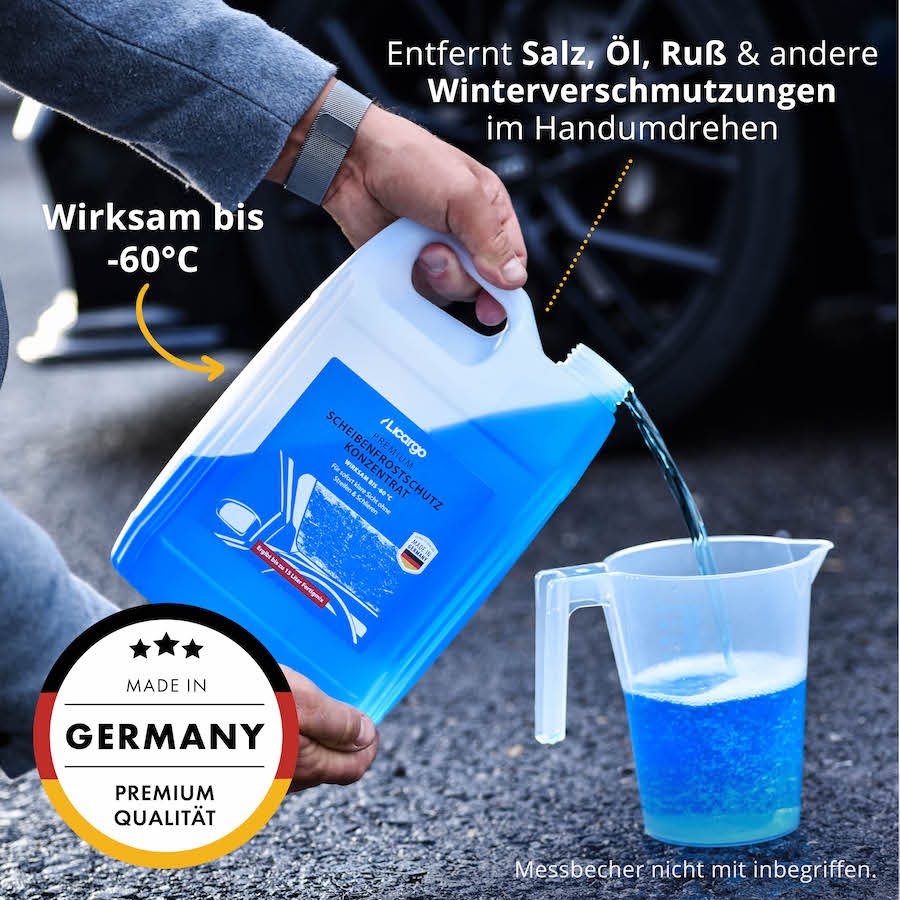 Wintersicherheit garantiert=>Einfach das Konzentrat gemäß den Anweisungen mit Wasser mischen und Du erhältst bis zu 15 Liter effektives Scheibenwischwasser, das Dich durch den Winter begleitet.