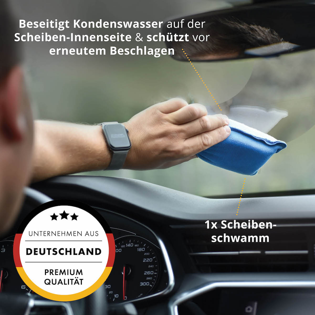 Hochwertige Qualität=>Die Materialzusammensetzung und die spezielle Struktur unseres Schwamms erlauben es ihm, Feuchtigkeit äußerst effektiv aufzunehmen und von der Autoscheibe zu entfernen.