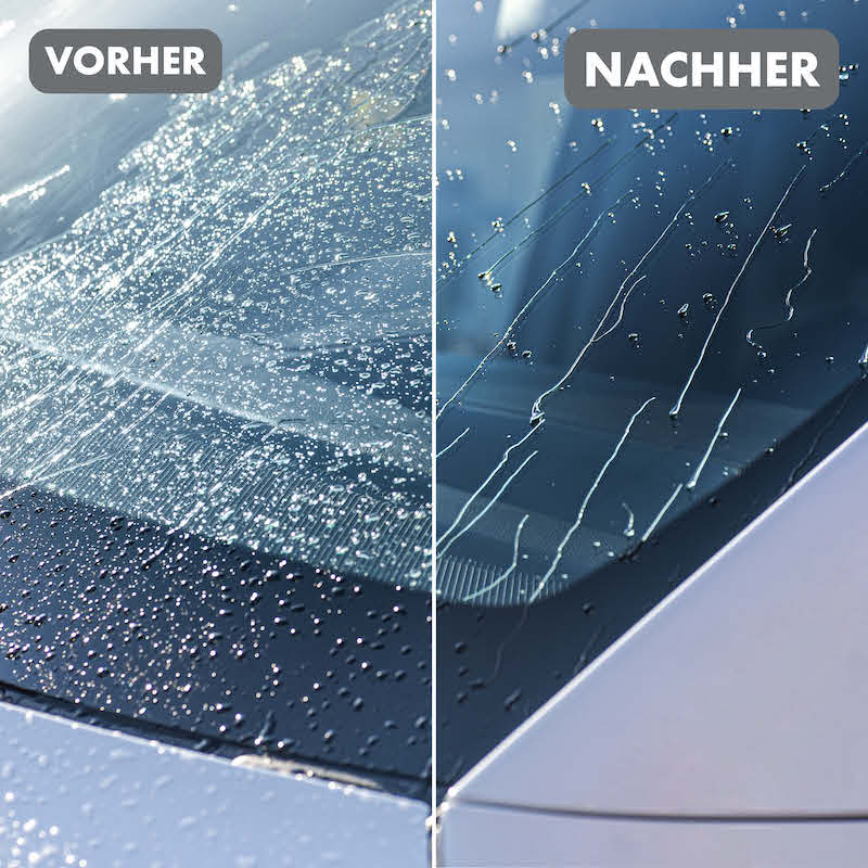 Vorher-Nachher-Effekt=>Unsere Scheibenversiegelung erleichtert das Reinigen, erhöht die Haltbarkeit der Glasoberfläche und versiegelt sie effektiv für einen lang anhaltenden Schutz.