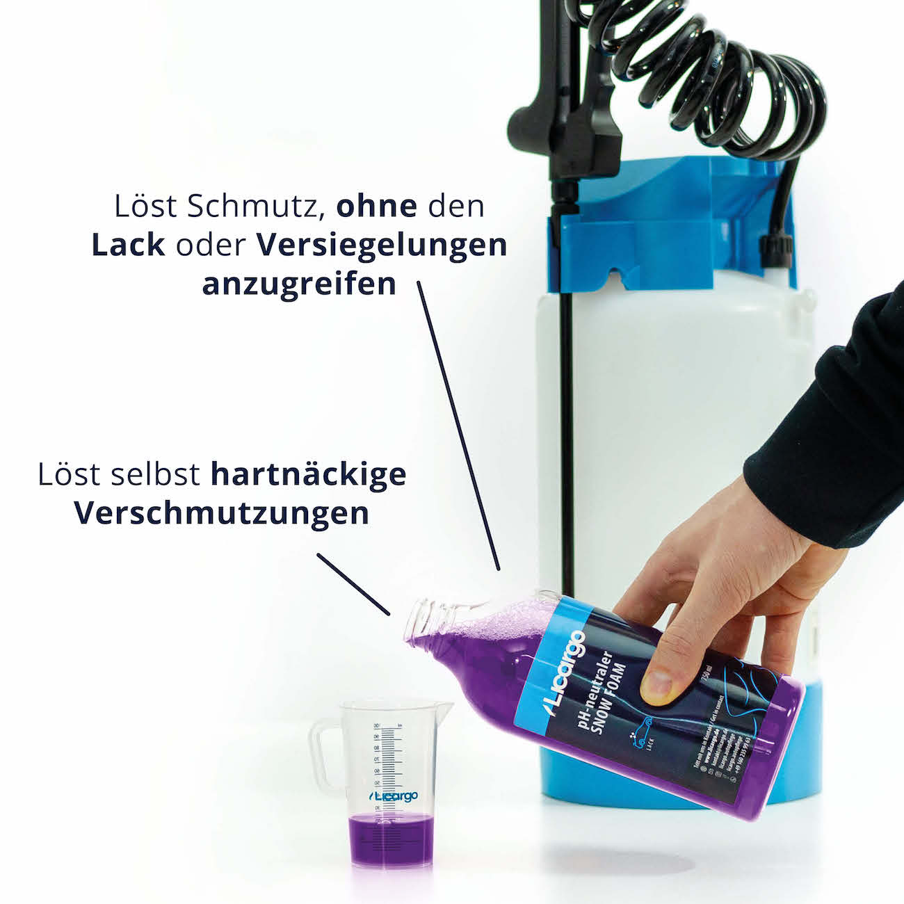 Kraftvoll & schonend=>Unser Snow Foam entfernt selbst hartnäckigen Schmutz, ohne dabei bestehende Versiegelungen anzugreifen.