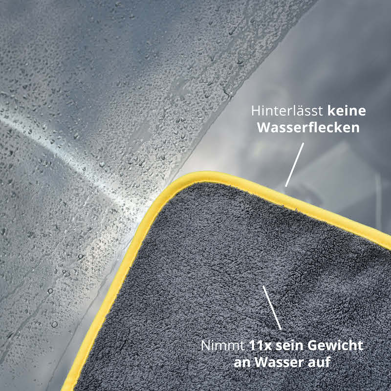 Extrem saugstark=>Dank ihrer enormen Saugkraft nehmen die Tücher Wasser restlos auf und hinterlassen Dein Auto frei von Wasserflecken.