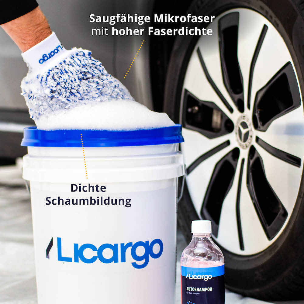 Extrem Saugstark=>Dank der ultraweichen Mikrofasern des Waschhandschuhs und des Brush Covers wird Dein Auto auf besonders schonende Weise gereinigt.