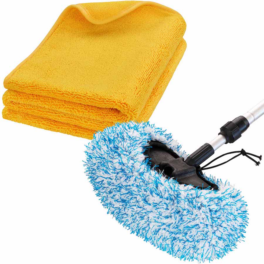 Basics für die Waschbox=>Mit dem Mikrofaser Brush Cover und dem extra großen Trockentuch gelingt Dir garantiert jede Autowäsche in der SB-Waschbox.