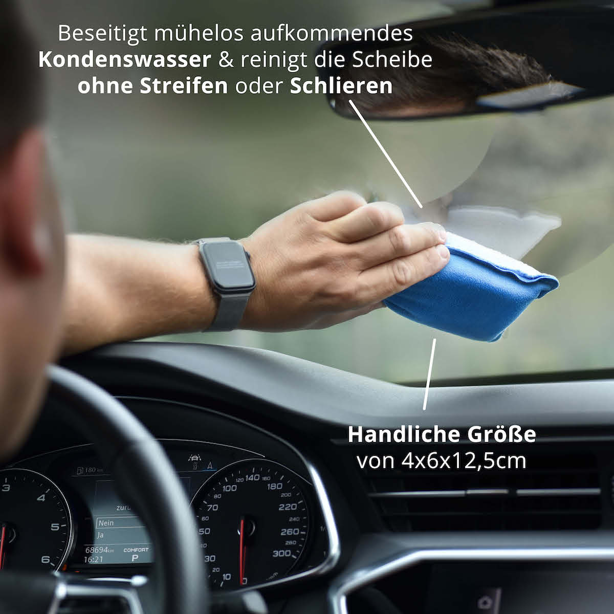 Hochwertige Qualität=>Die Materialzusammensetzung und die spezielle Struktur unseres Schwamms erlauben es ihm, Feuchtigkeit äußerst effektiv aufzunehmen und von der Autoscheibe zu entfernen.