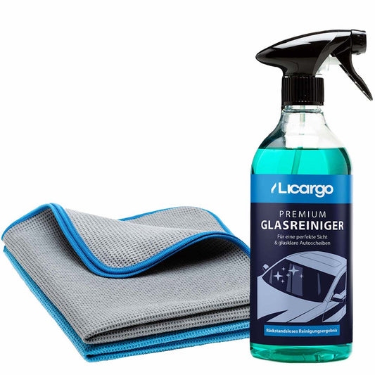 Glasklare Autoscheiben=>Unser Set ist die ideale Kombination aus einem leistungsstarken Glasreiniger und effektiven Mikrofasertüchern mit Waben-Struktur.