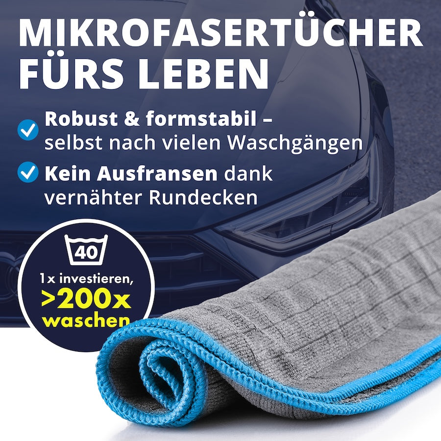 Entwickelt für hunderte Anwendungen=>Auch nach unzähligen Einsätzen behalten unsere Tücher ihre Form und Performance. Die hochwertigen Nähte mit vernähten Rundecken machen sie extrem langlebig und widerstandsfähig, selbst nach hunderten Waschgängen.