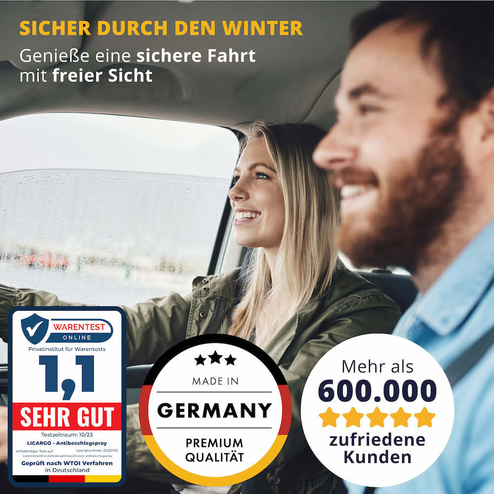 Qualität aus Deutschland=>Der Winter bringt Herausforderungen wie eisige Straßen und dichten Nebel. Verlass Dich auf unser Antibeschlagspray für klare Sicht und Sicherheit in der kalten Jahreszeit.