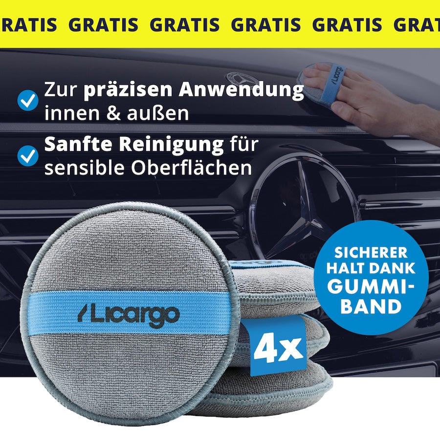 Detailgenaue Ergebnisse=>Mit sicherem Halt und gleichmäßiger Produktverteilung garantieren die Schwämme maximale Präzision – für strahlenden Glanz bis ins kleinste Detail.